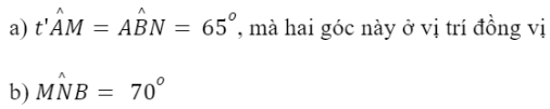 BÀI 10. TIÊN ĐỀ EUCLID, TÍNH CHẤT CỦA HAI ĐƯỜNG THẲNG SONG SONG1. TIÊN ĐỀ EUCLID VỀ ĐƯỜNG THẲNG SONG SONGBài 1: Cho trước đường thẳng a và một điểm M không nằm trên đường thẳng a. (H.3.31).Dùng bút chì vẽ đường thẳng b đi qua M và song song với đường thẳng a.Dùng bút màu vẽ đường thẳng c đi qua M và song song với đường thẳng a.Em có nhận xét gì về vị trí của hai đường thẳng b và c?Đáp án chuẩn: Đường thẳng b và c trùng nhau.Bài 2: Phát biểu nào sau đây diễn đạt đúng nội dung của Tiên đề Euclid?(1) Cho điểm M nằm ngoài đường thẳng a. Đường thẳng đi qua M và song song với a là duy nhất.(2) Có duy nhất một đường thẳng song song với một đường thẳng cho trước.(3) Qua điểm M nằm ngoài đường thẳng a, có ít nhất một đường thẳng song song với a.Đáp án chuẩn: Phát biểu đúng: (1).2. TÍNH CHẤT CỦA HAI ĐƯỜNG THẲNG SONG SONG