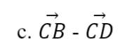 BÀI 2. TỔNG VÀ HIỆU CỦA HAI VECTOKHỞI ĐỘNGĐáp án chuẩn:1. TỔNG CỦA HAI VECTƠĐáp án chuẩn:Đáp án chuẩn:Đáp án chuẩn:Đáp án chuẩn:Bài 5: Một máy bay có vectơ vận tốc chỉ theo hương bắc, vận tốc gió là một vectơ theo hướng đông như Hình 7. Tính độ dài vectơ tổng của hai vectơ nói trên.Đáp án chuẩn:Đáp án chuẩn:2. TÍNH CHẤT CỦA PHÉP CỘNG CÁC VECTƠĐáp án chuẩn:Nhận xét: Các kết quả bằng nhauBài 2: Cho hình vuông ABCD có cạnh bằng 1. Tính độ dài của các vectơ sau:Đáp án chuẩn:3. HIỆU CỦA HAI VECTƠĐáp án chuẩn:Bài 2: Cho hình vuông ABCD có cạnh bằng 1 và một điểm O tùy ý. Tính độ dài của các vectơ sau:Đáp án chuẩn:4. TÍNH CHẤT VECTƠ CỦA TRUNG ĐIỂM ĐOẠN THẰNG VÀ TRỌNG TÂM TAM GIÁCBài 1:  Đáp án chuẩn:Đáp án chuẩn:a. M là trọng tâm của tam giác ABDb. N là trọng tâm của tam giác BCDc. P là trung điểm của MNBÀI TẬP CUỐI SGK