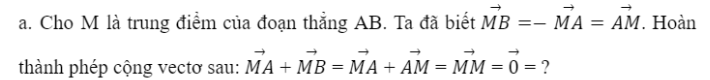 BÀI 2. TỔNG VÀ HIỆU CỦA HAI VECTOKHỞI ĐỘNGĐáp án chuẩn:1. TỔNG CỦA HAI VECTƠĐáp án chuẩn:Đáp án chuẩn:Đáp án chuẩn:Đáp án chuẩn:Bài 5: Một máy bay có vectơ vận tốc chỉ theo hương bắc, vận tốc gió là một vectơ theo hướng đông như Hình 7. Tính độ dài vectơ tổng của hai vectơ nói trên.Đáp án chuẩn:Đáp án chuẩn:2. TÍNH CHẤT CỦA PHÉP CỘNG CÁC VECTƠĐáp án chuẩn:Nhận xét: Các kết quả bằng nhauBài 2: Cho hình vuông ABCD có cạnh bằng 1. Tính độ dài của các vectơ sau:Đáp án chuẩn:3. HIỆU CỦA HAI VECTƠĐáp án chuẩn:Bài 2: Cho hình vuông ABCD có cạnh bằng 1 và một điểm O tùy ý. Tính độ dài của các vectơ sau:Đáp án chuẩn:4. TÍNH CHẤT VECTƠ CỦA TRUNG ĐIỂM ĐOẠN THẰNG VÀ TRỌNG TÂM TAM GIÁCBài 1:  Đáp án chuẩn:Đáp án chuẩn:a. M là trọng tâm của tam giác ABDb. N là trọng tâm của tam giác BCDc. P là trung điểm của MNBÀI TẬP CUỐI SGK