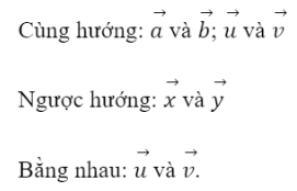 BÀI 1. KHÁI NIỆM VECTO1. ĐỊNH NGHĨA VECTƠBài 1: Trong thông báo: Có một con tàu chở 500 tấn hàng từ cảng A đến cảng B cách nhau 500 km.Bạn hãy tìm sự khác biệt giữa hai đại lượng sau:Khối lượng của hàng: 500 tấn.Độ dịch chuyển của tàu: 500 km từ A đến B.Đáp án chuẩn:Khối lượng là đại lượng chỉ có độ lớn ; độ dịch chuyển là đại lượng bao gồm cả độ lớn và hướng Đáp án chuẩn:Đáp án chuẩn:2. HAI VECTƠ CÙNG PHƯƠNG, CÙNG HƯỚNGĐáp án chuẩn:Đáp án chuẩn:Đáp án chuẩn:Sai. Vì đề bài không nêu rõ ba điểm phân biệt A, B, C thẳng hàng theo thứ tự nào, nên nếu A nằm giữa B và C thì hai vectơ AB và AC ngược hướng.3. VECTƠ BẰNG NHAU -  VECTƠ ĐỐI NHAUBài 1: Cho hình bình hành ABCD (Hình 10), hãy so sánh độ dài và hướng của hai vectơ:Đáp án chuẩn:a) Cùng hướng và có độ dài bằng nhau.b) Ngược hướng và có độ dài bằng nhau.Bài 2: Cho D, E, F lần lượt là trung điểm của các cạnh BC, CA và AB của tam giác ABC (Hình 14).Đáp án chuẩn:4. VECTƠ-KHÔNGĐáp án chuẩn:BÀI TẬP CUỐI SGK