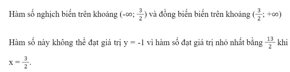 BÀI 2. HÀM SỐ BẬC HAIKHỞI ĐỘNGCác hàm số này có chung đặc điểm gì?Đáp án chuẩn:Có lũy thừa bậc cao nhất của x là bậc hai1. HÀM SỐ BẬC HAIBài 1: Khai triển biểu thức của các hàm số sau và sắp xếp theo thứ tự lũy thừa của x giảm dần (nếu có thể). Hàm số nào có lũy thừa bậc cao nhất của x là bậc hai?a. y = 2x(x - 3);              b. y = x(x2 + 2) - 5;                     c. y = -5(x + 1)(x - 4).Đáp án chuẩn:a và c Bài 2: Hàm số nào trong các hàm số được cho ở Khám phá 1 là hàm số bậc hai?Đáp án chuẩn:y = 2x2 - 6x và y = -5x2 + 15x + 20 2. ĐỒ THỊ HÀM SỐ BẬC HAIBài 1: a. Xét hàm số y = f(x) = x2 - 8x + 19 = (x-4)2 + 3 có bảng giá trị:x23456f(x)74347Trên mặt phẳng tọa độ, ta có các điểm (x; f(x)) với x thuộc bảng giá trị đã cho (Hình 1).Hãy vẽ đường cong đi qua các điểm A, B, S, C, D và nêu nhận xét về hình dạng của đường cong này so với đồ thị hàm số y = x2 trên Hình 1.b. Tương tự xét hàm số: y = g(x) = - x2 + 8x -13 = - (x-4)2 + 3 có bảng giá trị: x23456g(x)-1232-1Trên mặt phẳng tọa độ, ta có các điểm (x; g(x)) với x thuộc bảng giá trị đã cho (Hình 2).Hãy vẽ đường cong đi qua các điểm A, B, S, C, D và nêu nhận xét về hình dạng của đường cong này so với đồ thị của hàm số y = - x2 trên Hình 2.Đáp án chuẩn:a.Hình dạng parabol, có bề lõm quay lên trên.b.Hình dạng parabol, có bề lõm quay xuống dưới.Bài 2: Vẽ đồ thị hàm số y =x2  -  4x + 3 rồi so sánh đồ thị hàm số này với đồ thị hàm số trong ví dụ 2a. Nêu nhận xét về hai đồ thị này.Đáp án chuẩn:3. SỰ BIẾN THIÊN CỦA HÀM SỐ BẬC HAIBài 1: Từ đồ thị hàm số bậc hai cho ở hai hình sau, tìm khoảng đồng biến và khoảng nghịch biến của hàm số trong mỗi trường hợp.Đáp án chuẩn:Bài 2: Tìm khoảng đồng biến, khoảng nghịch biến của hàm số y = 2x2 - 6x + 11. Hàm số này có thể đạt giá trị bằng -1 không? Tại sao?Đáp án chuẩn:4. ỨNG DỤNG CỦA HÀM SỐ BẬC HAIBài 1: Trong bài toán ứng dụng, khi chơi trên sân cầu lông, các lần phát cầu với thông tin như sau có được xem là hợp lệ không? (Các thông tin không được đề cập thì vẫn giữ như trong giả thiết bài toán trên).a. Vận tốc xuất phát của cầu là 12m/s.b. Vị trí phát cầu cách mặt đất 1,3m.Lưu ý: Các thông số về sân cầu lông đơn được cho như Hình 11.Đáp án chuẩn:a) Không hợp lệ b) Hợp lệBÀI TẬP CUỐI SGK