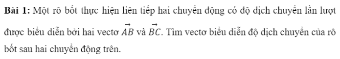 BÀI 2. TỔNG VÀ HIỆU CỦA HAI VECTOKHỞI ĐỘNGĐáp án chuẩn:1. TỔNG CỦA HAI VECTƠĐáp án chuẩn:Đáp án chuẩn:Đáp án chuẩn:Đáp án chuẩn:Bài 5: Một máy bay có vectơ vận tốc chỉ theo hương bắc, vận tốc gió là một vectơ theo hướng đông như Hình 7. Tính độ dài vectơ tổng của hai vectơ nói trên.Đáp án chuẩn:Đáp án chuẩn:2. TÍNH CHẤT CỦA PHÉP CỘNG CÁC VECTƠĐáp án chuẩn:Nhận xét: Các kết quả bằng nhauBài 2: Cho hình vuông ABCD có cạnh bằng 1. Tính độ dài của các vectơ sau:Đáp án chuẩn:3. HIỆU CỦA HAI VECTƠĐáp án chuẩn:Bài 2: Cho hình vuông ABCD có cạnh bằng 1 và một điểm O tùy ý. Tính độ dài của các vectơ sau:Đáp án chuẩn:4. TÍNH CHẤT VECTƠ CỦA TRUNG ĐIỂM ĐOẠN THẰNG VÀ TRỌNG TÂM TAM GIÁCBài 1:  Đáp án chuẩn:Đáp án chuẩn:a. M là trọng tâm của tam giác ABDb. N là trọng tâm của tam giác BCDc. P là trung điểm của MNBÀI TẬP CUỐI SGK