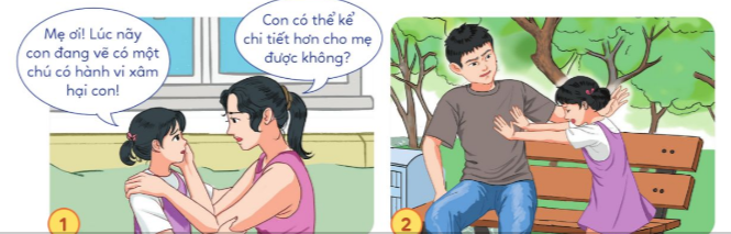 BÀI 10. EM PHÒNG, TRÁNH XÂM HẠIKHỞI ĐỘNGTham gia trò chơi Ghép chữCách chơi: Em hãy ghép các chữ cái trong 3 tấm khiên thành những từ ngữ có nghĩa liên quan đến việc bảo vệ trẻ em khỏi các hành vi xâm hạiĐáp án chuẩn:+ Khiên màu xanh lá: Luật trẻ em+ Khiên màu hồng: Bộ luật hình sự+ Khiên màu xanh dương: Bảo vệ KHÁM PHÁ1. Đọc thông tin và thực hiện yêu cầu Em hãy nêu một số quy định của pháp luật về phòng, tránh xâm hại trẻ em Đáp án chuẩn:- Các hành vi bị nghiêm cấm: bỏ rơi, bỏ mặc, mua bán, xâm hại tình dục, bóc lột sức lao động, trục lợi,..- Trẻ em có quyền bất khả xâm phạm về đời sống riêng tư- Trẻ em có quyền được bảo vệ để không bị xâm hại tình dục- Trẻ em có quyền được bảo vệ để không bị bóc lột sức lao động ...2. Quan sát tranh và trả lời câu hỏia. Bạn nào trong tranh đã nhận biết được nguy cơ và biết cách phòng, tránh xâm hạib. Việc phòng, tránh nguy  cơ xâm hại có ý nghĩa như thế nào đối với bản thân em? Đáp án chuẩn:a, Những bạn trong tranh 1, 3, 4, 6 đã nhận biết được nguy cơ và biết cách phòng tránh xâm hạib, Ý nghĩa của việc phòng tránh xâm hại:- Bảo vệ sự an toàn và sức khỏe tinh thần - Bảo vệ quyền riêng tư và tôn trọng cá nhân- Xây dựng môi trường an toàn và tin tưởng - Góp phần vào sự phát triển và hạnh phúc 3. Quan sát tranh và thực hiện yêu cầua. Em hãy sắp xếp các tranh theo thứ tự phù hợpb. Bạn trong tranh đã ứng xử như thế nào khi gặp người có hành vi xâm hạic, Kể thêm các cách phòng tránh xâm hại mà em biết Đáp án chuẩn:a, 3 – 6 – 2 – 4 – 5 – 1b, Bạn trong tranh đã né tránh các hành vi đụng chạm của người lạ khi người này cố tiếp cận cô bé; đe dọa đối phương nếu không dừng lại sẽ hét lên; chạy đến những chỗ đông người và kêu cứu; kể lại cho mẹ ngheLUYỆN TẬPCâu 1: Em đồng tình hay không đồng tình với ý kiến nào dưới đây? Vì sao? a. Hành vi dùng vũ lực đe doạ, ép buộc, lôi kéo, dụ dỗ trẻ em tham gia vào các hành vi liên quan đến tình dục là vi phạm pháp luật b. Pháp luật nước ta nghiêm cấm việc nhận chăm sóc trẻ em để thực hiện hành vi xâm hạic. Tuỳ theo tính chất, mức độ, hậu quả của hành vi vi phạm, người thực hiện hành vi xâm hại trẻ em có thể bị xử phạt hành chính hoặc xử lí hình sự d. Bắt trẻ em lao động trước tuổi, quá thời gian hoặc làm công việc nặng nhọc, độc hại là vi phạm pháp luật e. Người lớn có quyền đánh hoặc làm tổn thương tinh thần trẻ em g. Cha mẹ có quyền bỏ mặc, không quan tâm con Đáp án chuẩn:a. Em đồng tình b. Em đồng tình c. Em đồng tình d. Em đồng tình e. Em không đồng tình g. Em không đồng tình.Câu 2: Thảo luận nhóm và trả lời câu hỏiCảnh giácTừ chốiRời khỏiNhờ hỗ trợBình tĩnhTự vệ Chia sẻGọi tổng đài 111Theo em, các từ khoá trên cần thực hiện trong trường hợp nào để phòng tránh xâm hại Đáp án chuẩn:+ CẢNH GIÁC khi thấy đối tượng khả nghi có ý định tiếp cận mình, hoặc trong những trường hợp bản thân ở một mình+ TỪ CHỐI những lời đề nghị của người lạ, hoặc những lời đề nghị vô lí+ RỜI KHỎI chỗ nguy hiểm+ NHỜ HỖ TRỢ khi bản thân gặp tình huống xâm hại+ BÌNH TĨNH xử lí những tình huống nguy hiểm+ TỰ VỆ khi bản thân bị đánh, bị trong những tình huống xâm hại+ CHIA SẺ những vấn đề mình gặp phải cho người thân, người lớn đáng tin cậy+ GỌI TỔNG ĐÀI 111 khi mình gặp nguy hiểm Câu 3: Xử lí tình huống:Tình huống 1: Chỉ vì không cho bạn chép bài trong giờ kiểm tra, Minh đã bị nhóm bạn ngồi gần cô lập, không cho chơi cùng nữaNếu chứng kiến việc làm của các bạn trên, em sẽ khuyên các bạn như thế nào? Tính huống 2: Do bố mẹ đi làm xa, Hoàng về quê sống cùng với chú để tiện cho việc học hành. Sau khi đi học về, Hoàng thường bị chú bắt bưng bê đồ ăn cho khách và rửa bát đại. Ngày nào công việc cũng lặp lại như vậy, có khi đến 10 giờ tối Nếu là Hoàng, em sẽ làm gì? Đáp án chuẩn:Tình huống 1: Em khuyên các bạn nên học tập, ôn bài kĩ trước những giờ kiểm tra để có kết quả tốt nhất chứ không nên dựa dẫm vào việc chép bài của người khác. Như thế các bạn sẽ học kém đi và không thể đối mặt với những kì thi quan trọng và việc làm của Minh là đúng đắn.Tình huống 2: Nếu là Hoàng, em sẽ nói với chú là em không đủ sức khoẻ để làm nhiều việc như thế, em cũng cần thời gian để học hành. Nếu chú không đồng ý thì  em sẽ nói ngay lại cho bố mẹ hoặc những bên có thẩm quyền. VẬN DỤNG