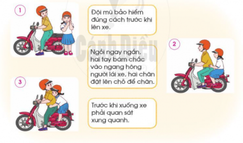 2. An toàn khi đi xe buýtCâu 1: Dựa vào các hình và thông tin dưới đây, nêu 1 số quy định khi đi xe buýt?Đáp án chuẩn:Một số quy định khi đi xe buýt:- Đợi xe buýt đứng sát mép đường.- Ngồi vào ghế; nếu đứng phải vịn vài cột đỡ hoặc móc vịn- Lên và xuống xe khi xe đã dừng hẳn, đi theo thứ tự không chen lấn, xô đẩy.Câu 2: Chia sẻ với các bạn và những người xung quanh về cách đi xe buýt để đảm bảo an toàn? Đáp án chuẩn:Chia sẻ với các bạn và những người xung quanh về cách đi xe buýt để đảm bảo an toàn: - Đợi xe buýt đứng sát mép đường; Ngồi vào ghế; nếu đứng phải vịn vài cột đỡ hoặc móc vịn; Lên và xuống xe khi xe đã dừng hẳn, đi theo thứ tự không chen lấn, xô đẩy.3. An toàn khi đi thuyền