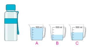 Hoạt độngBài 1: Số?Rót hết nước từ bình sang 3 ca (như hình vẽ)a) Ca A có 500 ml nước, ca B có ? ml nước, ca C có ? ml nước.b) Lúc đầu, lượng nước trong bình có là ? mlĐáp án chuẩn:a) Ca A có 500 ml nước, ca B có 200 ml nước, ca C có 300 ml nước.b) Lúc đầu, lượng nước trong bình có là 1000 mlBài 2: Số?Trong phích có 1 l nước. Rót nước ở phích sang 3 ca (như hình vẽ).a) 1 l = ? mlb) Sau khi rót, lượng nước còn lại trong phích là ? mlĐáp án chuẩn:a) 1 000 mlb) Sau khi rót, lượng nước còn lại trong phích là 500 mlLuyện tập