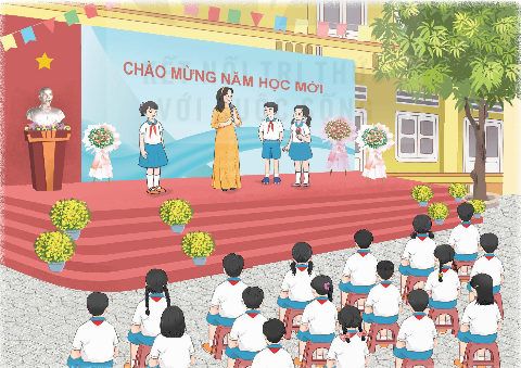 CHỦ ĐỀ: EM LỚN LÊN MỖI NGÀY - TUẦN 1CHÀO CỜ: CHÀO NĂM HỌC MỚI- Tham gia chào mừng năm học mới- Chia sẻ cảm xúc khi đón chào năm học mớiĐáp án chuẩn:- Cảm xúc:+ Vui mừng, háo hức gặp lại bạn bè, thầy cô.+ Lo lắng về kiến thức, mục tiêu học tập.+ Dù sao, cảm xúc vẫn rất tuyệt vời.HOẠT ĐỘNG GIÁO DỤC: CHÚNG MÌNH ĐÃ KHÔN LỚN1. Tìm hiểu sự lớn lên về thể chất của em- Đo chiều cao, cân nặng và so sánh với số đo của các năm học trước để thấy em đã lớn lên.- Chia sẻ cách luyện tập để cao và khỏe hơn- Cùng sáng tạo điều nhảy dân vũ với chủ đề “Lớn lên mỗi ngày”.Đáp án chuẩn:- Đo chiều cao, cân nặng và so sánh:+ Lớp 4:Chiều cao: 1m25cmCân nặng: 27kg+ Lớp 5:Chiều cao: 1m27cmCân nặng: 29kg=> Cao thêm 2cm, nặng thêm 2kg.- Luyện tập:+ Ăn uống đầy đủ dinh dưỡng, uống sữa.+ Tập thể dục thể thao thường xuyên.+ Chơi bóng chuyền, bóng rổ, bơi lội...- Đáp án chuẩn: điệu nhảy:2. Nhìn lại chặng đường đã qua- Quan sát hỉnh ảnh tập thể lớp những năm học qua để thấy sự thay đổi của bản thân và các bạn cùng lớp:- Nhận xét về sự thay đổi của bản thân và các bạn ở dáng vẻ bề ngoài- Chia sẻ một số thành tích đã đặt được qua các năm học từ lớp 1 đến lớp 4:+ Liệt kê một số hoạt động của lớp, của trường mà em đã tham gia và những thành tích em đã đạt được.+ Kể về một hoạt động mà em ấn tượng.Đáp án chuẩn:- Thay đổi từ lớp 1 đến lớp 4: Cao lớn, chững chạc, tự tin hơn.- Thành tích:+ Giải vàng bơi lội (lớp 2).+ Đại biểu cháu ngoan Bác Hồ (lớp 3).+ Giải 3 toán trạng nguyên (lớp 4).- Hoạt động ấn tượng: Tham quan di tích ngã ba Đồng Lộc.SINH HOẠT LỚP: BẬC THANG TRƯỞNG THÀNH