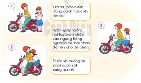 2. An toàn khi đi xe buýtCâu 1: Dựa vào các hình và thông tin dưới đây, nêu 1 số quy định khi đi xe buýt?Trả lời:Một số quy định khi đi xe buýt:- Đợi xe buýt đứng sát mép đường.- Ngồi vào ghế; nếu đứng phải vịn vài cột đỡ hoặc móc vịn- Lên và xuống xe khi xe đã dừng hẳn, đi theo thứ tự không chen lấn, xô đẩy.Câu 2: Chia sẻ với các bạn và những người xung quanh về cách đi xe buýt để đảm bảo an toàn? Trả lời:Chia sẻ với các bạn và những người xung quanh về cách đi xe buýt để đảm bảo an toàn: - Đợi xe buýt đứng sát mép đường; Ngồi vào ghế; nếu đứng phải vịn vài cột đỡ hoặc móc vịn; Lên và xuống xe khi xe đã dừng hẳn, đi theo thứ tự không chen lấn, xô đẩy.3. An toàn khi đi thuyền