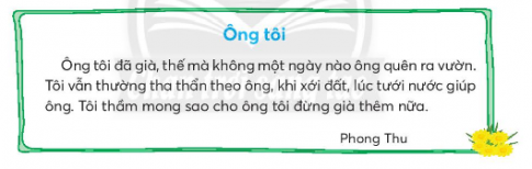 BÀI 2: BƯU THIẾPKHỞI ĐỘNGCâu hỏi: Nói với bạn điều em thấy trong tấm bưu thiếp dưới đây: Giải nhanh:Bưu thiếp của bạn Minh Châu gửi cho ông bà nhân ngày Quốc tế Người cao tuổi.KHÁM PHÁ VÀ LUYỆN TẬPCâu 1: Đọc: Bưu thiếp – Nguyễn Thị Hương1. Để làm bưu thiếp em cần chuẩn bị những gì?2. Nêu các việc cần làm ở bước 2 và bước 3.3. Có thể đảo trật tự bước 1 và bước 2 được không? Vì sao?4. Mặt trong của tấm bưu thiếp bao gồm những nội dung gì?Giải nhanh:1.  Giấy, bìa màu, kéo, thước, bút2. Trang trí và viết chữ Chúc mừng hoặc Thân tặng vào mặt ngoài Trang trí, viết lời chúc mừng vào mặt trong 3. Không thể đảo trật tự  vì sau khi cắt hình dạng tấm bưu thiếp rồi mới có thể vẽ trang trí.4. Ngày tháng, lời nhắn gửi, kí tên và địa chỉ người nhận.Câu 2: Viếta) Nhìn-viết: Ông tôib) Giải các câu đố sau, biết rằng lời giải đố có tiếng bắt đầu bằng ng hoặc ngh:Con gì bốn vó                       Ngực nở bụng thonRung rinh chiếc bờmPhi nhanh như gió?(Là con gì)Con gì ăn cỏĐầu nhỏ chưa sừngCày cấy chưa từngĐi theo trâu mẹ?( Là con gì )(c) Chọn chữ hoặc vần phù hợp với mỗi chỗ trống:Trả lời: a) Nhìn-viết: Ông tôib) Giải đố:Con ngựaCon nghéc) trìu mến, dịu dàng, ưu điểmrõ ràng, gòn ghẽ, ríu rítCâu 3: Tìm từ ngữ chỉ người thân xếp vào hai nhómHọ nội: ông nộiHọ ngoại: ông ngoạiGiải nhanh:Ông nội, bà nội, bác, chú, thím, anh, chị, em,..Ông ngoại, bà ngoại, cậu, mợ, anh, chị, em,…Câu 4: Đặt 1-2 câu có từ ngữ tìm được ở bài tập 3Giải nhanh:Cậu em là một ca sĩCâu 5: Đóng vai để nói lời chào phù hợp với từng trường hợp sauGiải nhanhCon chào mẹ con mới đi học về ạ.Cháu chào ông bà ạ.Con chào bố đi làm về ạ.Câu 6: Nói, viết lời xin lỗi.a) Đọc lời các nhân vật trong tranh.b) Cùng bạn đóng vai, nói và đáp lời xin lỗi trong từng trường hợp sau:Trong lúc đùa nghịch, em làm một bạn bị ngã.Em lỡ tay làm đổ ấm pha trà của ông bà.c) Viết lời xin lỗi em vừa nói ở bài tập b.Giải nhanh:a) Đọc lời các nhân vật trong tranh.b) Tớ xin lỗi, tớ vô ý quá! Cậu có sao không?/ Lần sau tớ sẽ chú ý hơn.Cậu tha lỗi cho tớ nhé?.Cháu xin lỗi ông, cháu lỡ tay làm đổ ấm pha trà/ Mong ông tha lỗi cho cháu. Cháu hứa lần sau không tái phạm nữa ạ.VẬN DỤNG