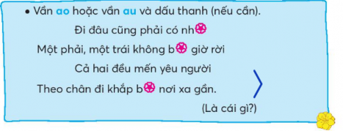 BÀI 2: THỜI KHÓA BIỂUKHỞI ĐỘNGCâu hỏi: Cùng bạn kể tên các môn học em ở lớp Hai.Giải nhanh:Toán, Tiếng Việt, Đạo Đức, Tự nhiên và xã hội, Khoa học, Âm nhạc, Mĩ thuật,..KHÁM PHÁ VÀ LUYỆN TẬPCâu 1: Đọc: Thời khóa biểuThời khóa biểu lớp 2B trường Tiêu học Kim Đồng(Năm học 2021-2022)1. Đọc thời khóa biểu theo từng ngày (thứ-buổi-tiết).2. Đọc thời khóa biểu theo từng ngày (buổi-thứ-tiết).3. Kể tên các tiết học của lớp 2B vào ngày thứ 5.4. Vì sao học sinh cần thời khóa biểu?Giải nhanh: 1. Tự đọc2. Tự đọc3. Toán, Tiếng Việt, Mĩ thuật, Âm nhạc, Tự học có hướng dẫn.4. Giúp học sinh biết được mình học ở lớp nào, học môn nào ở đâu trong cả tuần học tập tại trường..Câu 2: Viết:a) Nghe-viết: Chuyện của thước kẻ (Từ đầu đến cả ba.)b) Tìm từ ngữ chứa tiếng bắt đầu bằng g hoặc gh, dùng để chỉ:Một loại quả vỏ có gai, khi chín màu đỏ, thường dùng để nấu xôi.Con vật thường gáy báo hiệu ngày mới.Con vật gần giống cua biển, vỏ có hoa, càng dài.c) Chọn chữ hoặc vần thích hợp với mỗi ô trống: Giải nhanh: a) Nghe-viếtb) gấc, gà, ghẹ.c) chẳng, chẳng, tranh, trong -> cái gương.nhau, bao, bao -> đôi dép.Câu 3: Giải ô chữ sau:1. Bảng liệt kê các môn học của từng ngày trong tuần.2. Hoạt động di chuyển nhanh bằng chân.3. Vật có dạng thỏi, viên dùng để viết, vẽ lên bảng.4. Vật dùng để viết, kẻ, vẽ.5. Vật dùng để thắp sáng, soi sáng.Trả lời: Câu 4: Thực hiện các yêu cầu dưới đây:a) Đặt câu với từ ngữ tìm được ở cột màu xanh trong bài tập 3.b) Đặt và trả lời câu hỏi theo mẫu:- Em dùng bảng con để làm gì?- Em dùng bảng con để tập viết.Trả lời: a) Ở trường, em có rất nhiều bạn bè thân thiết.b) - Em dùng thước để làm gì?- Em dùng thước để kẻ.Câu 5: Nói và nghea) Cùng bạn nói và đáp lời chàoĐể làm quen với người bạn mớiKhi gặp bạn cùng lớpb) Đóng vai một đồ dùng học tập, nói lời khuyên bảo với thước kẻ.Giải nhanh: a)Rất vui được làm quen với cậu - Tớ cũng vậy.Chào cậu - Xin chào.b) Cậu đừng nên kiêu căng như vậy nữa, thước kẻ à!Câu 6: Tả đồ vật quen thuộca) Đọc đoạn văn và trả lời câu hỏi.Bạn nhỏ tả những đặc điểm nào của chiếc bút?Hình dáng, kích thước, màu sắcHình dáng, chất liệu, màu sắcHình dáng, kích thước, chất liệuBạn nhỏ dùng những từ ngữ nào để tả mỗi bộ phận của chiếc bút máy?b) Viết 4-5 câu về chiếc bút chì dựa vào hình vẽ và từ ngữ gợi ý:Trả lời: a) Bạn nhỏ tả những đặc điểm của chiếc bút:Hình dáng, chất liệu, màu sắcBạn nhỏ dùng những từ ngữ để tả mỗi bộ phận của chiếc bút máy: dài, thuôn, tròn, nho nhỏ, óng ánh, xinh xinh, sáng lấp lánh.b) Chiếc bút chì yêu thích của em có vỏ ngoài sọc nâu pha với màu vàng rất đẹp. Chiều dài bút khoảng một gang tay. Thân bút tròn. Đầu bút nhọn. Bút giúp em dễ dàng kẻ, vẽ. Bên trên bút có gắng một cục tẩy màu hồng nhỏ xíu. Em rất thích chiếc bút này.VẬN DỤNG