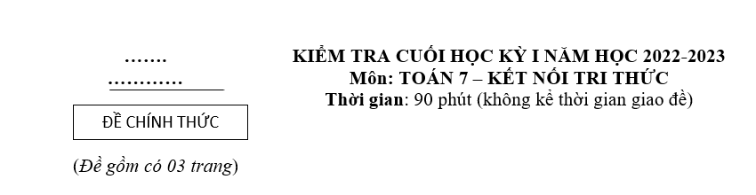 MA TRẬN ĐỀ THI HỌC KÌ 1MÔN: TOÁN 7 - KNTT