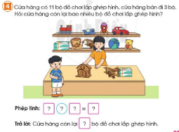 HOẠT ĐỘNG KHỞI ĐỘNGTrước khi vào bài học ngày hôm nay, cô muốn cả lớp cùng quan sát bức tranh (trong SGK trang 32 hoặc trên máy chiếu). - GV yêu cầu HS thảo luận nhóm/bàn: Bức tranh vẽ gì? - HS chia sẻ trước lớp.- GV hỏi để HS nêu phép tính từ tình huống tranh vẽ, GV viết phép tính lên - Hãy thảo luận (theo bàn) cách tìm kết quả phép tính 13–4=?HOẠT ĐỘNG KHÁM PHÁNội dung 1: Cô muốn cả lớp thực hiện nhiệm vụ sau: tìm kết quả phép trừ 13 – 4 = ? bằng cách “làm cho tròn 10 Video trình bày nội dung:Thao tác trên các chấm tròn của mình, thực hiện phép trừ 13 – 3 (tay gạch bớt 3 chấm tròn trên khay bên phải, miệng đếm: 13, 12, 11, 10). Sau đó, trừ tiếp 10 – 1 = 9 (tay gạch bớt 1 chấm tròn trên khay bên trái, miệng đếm: 10, 9). Nói: Vậy 13– 4 = 9.HOẠT ĐỘNG LUYỆN TẬP