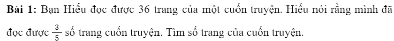 BÀI 6: GIÁ TRỊ PHÂN SỐ CỦA MỘT SỐ 1. Tính giá trị phân số của một số Giải nhanh:Ngày thứ nhất là: 30 trangNgày thứ nhất là: 32 trangNgày thứ ba là: 18 trangGiải nhanh:2. Tìm một số khi biết giá trị phân số của số đóGiải nhanh:Giải nhanh:3. Bài tập