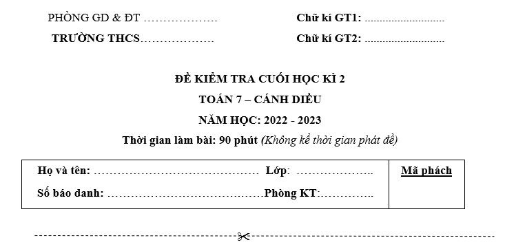 MA TRẬN ĐỀ KIỂM TRA CUỐI HỌC KÌ 2 (2023 – 2024)