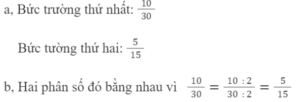 BÀI 62.PHÂN SỐ BẰNG NHAUTHỰC HÀNHBài 1: Viết theo mẫu:Đáp án chuẩn:LUYỆN TẬPBài 1:Số ?Đáp án chuẩn:Bài 2:Số ?Đáp án chuẩn:Bài 3: Tìm các phân số bằng nhau trong các phân số sau :Đáp án chuẩn:Bài 4: a,Số ?b, Mẹ dự định xếp vào mỗi hộp 4 cái bánh. Nếu số bánh gấp lên 2 lần thì số hộp cũng phải gấp lên ... lần để mỗi hộp vẫn có 4 cái bánh.Đáp án chuẩn:a, Số bị chia24488Số chia6122Thương444 b, Mẹ dự định xếp vào mỗi hộp 4 cái bánh. Nếu số bánh gấp lên 2 lần thì số hộp cũng phải gấp lên 2 lần để mỗi hộp vẫn có 4 cái bánh.Bài 5: Mỗi hình dưới đây được chia thành các phần bằng nhau.  2/3 của những hình nào đã được tô màu?Đáp án chuẩn:Hình 1 , hình 3 và hình 4VUI HỌC