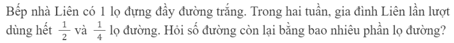 BÀI 73.EM LÀM ĐƯỢC NHỮNG GÌLUYỆN TẬPBài 1: Tính   Đáp án chuẩn:Bài 2:Số ?Các bạn học sinh lớp 4B cắt được một hộp hoa quả giấy gồm 3 loại màu: đỏ, hồng và vàng. Biểu đồ dưới đây thể hiện số phần mỗi loại hoa trong hộp.a, Phần hoa màu đỏ bằng ... hộp   Phần hoa màu hồng bằng ... hộp   Phần hoa màu vàng bằng ... hộpb, Phần hoa màu đỏ ít hơn phần hoa màu vàng là ... hộp    Tổng số phần hoa cả 3 màu là: ... hộp Đáp án chuẩn:Bài 3: Có ban bể chứa đầy nước, sau đó một số nước đã được dùng ở mỗi bể như hình dưới. Chọn phép tính phù hợp để tính số nước còn lại trong bể.Đáp án chuẩn:Bể 1 – phép tính  B Bể 2 – phép tính  C Bể 3– phép tính  ABài 4: Số ?Đáp án chuẩn:Bài 5: Đáp án chuẩn:THỬ THÁCH