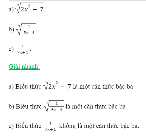 BÀI 3. CĂN THỨC BẬC HAI VÀ CĂN THỨC BẬC BA CỦA BIỂU THỨC ĐẠI SỐ