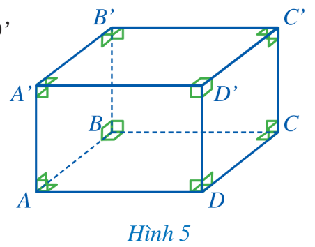 I. Hình hộp chữ nhật Bài 1: Thực hiện các hoạt động sau:a) Vẽ trên giấy kẻ ô vuông 6 hình chữ nhật với vị trí và các kích thước như ở Hình 1;b) Cắt rời theo đường viền của hình vừa vẽ ( phần tô màu) và gấp lại để được Hình hộp chữ nhật như ở Hình 2; c) Quan sát hình hộp chữ nhật ở Hình 2, nêu số mặt, số cạnh và số đỉnh của hình hộp chữ nhật đó. Đáp án chuẩn:a) b)c) 6 mặt, 12 cạnh và 8 đỉnh.Bài 2: Quan sát hình hộp chữ nhật ở Hình 3, đọc tên các mặt, các cạnh và các đỉnh của hình hộp chữ nhật đó. Đáp án chuẩn:6 mặt: ABCD; A’B’C’D’; ABB’A’; ADD’A’; BCC’B’; CDD’C’.12 cạnh: AB; BC; CD; DA; A’B’; B’C’; C’D’; D’A’; AA’; BB’; CC’; DD’.8 đỉnh: A; B; C; D; A’; B’; C’; D’.Bài 3: Quan sát hình hộp chữ nhật ABCD.A’B’C’D’ ở Hình 5 và thực hiện các hoạt động sau:a) Mặt AA’D’D là hình gì?b) So sánh độ dài hai cạnh bên AA’ và DD’. Đáp án chuẩn:a) Hình chữ nhật.b) Độ dài bằng nhau.II. Hình lập phươngBài 1: Quan sát hình lập phương ở Hình 9, đọc tên các mặt, các cạnh, các đỉnh và các đường chéo của hình lập phương đó. Đáp án chuẩn:6 mặt: ABCD; A’B’C’D’; ABB’A’; ADD’A’; BCC’B’; CDD’C’.12 cạnh: AB; BC; CD; DA; A’B’; B’C’; C’D’; D’A’; AA’; BB’; CC’ ; DD’.8 đỉnh: A; B; C; D; A’; B’; C’; D’.4 đường chéo: AC’; A’C; BD’; B’D.Bài 2: Quan sát hình lập phương ABCD. A’B’C’D’ ở Hình 10 và thực hiện các hoạt động sau:a) Mặt AA’D’D là hình gì?b) So sánh độ dài các cạnh của hình lập phương đó. Đáp án chuẩn:a) Hình vuông.b) Bằng nhau.III. Diện tích xung quanh và thể tích hình hộp chữ nhật, hình lập phươngBài 1: Một viên gạch đất sét nung đặc có dạng hình hộp chữ nhật với các đáy lần lượt là 220 mm, 105 mm và chiều cao là 65 mm. Tính diện tích xung quanh và thể tích của viên gạch đó. Đáp án chuẩn:Diện tích xung quanh: 42 250 mm2Thể tích: 15 015 cm3IV. Bài tập