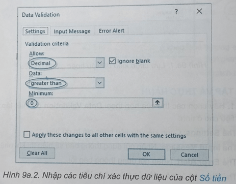 BÀI 9A – SỬ DỤNG CÔNG CỤ XÁC THỰC DỮ LIỆU