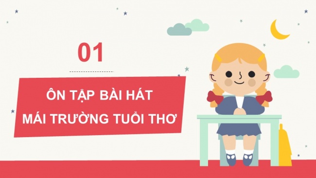 Soạn giáo án điện tử âm nhạc 4 cánh diều Tiết 10: Ôn tập bài hát: Mái trường tuổi thơ; Thường thức âm nhạc – Câu chuyện âm nhạc: Bay xa cùng âm nhạc