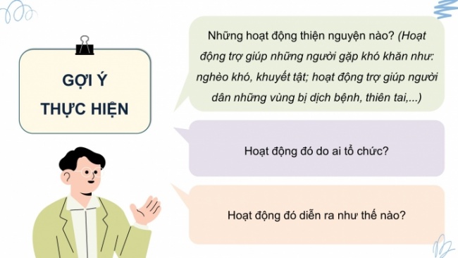 Soạn giáo án điện tử HĐTN 8 KNTT Chủ đề 6 HĐGDTCĐ 2: Lập và thực hiện kế hoạch hoạt động thiện nguyện