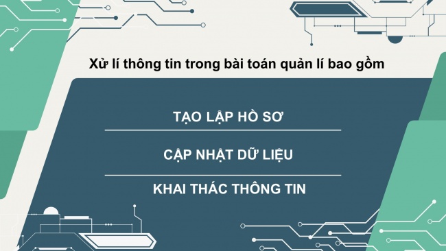 Soạn giáo án điện tử tin học ứng dụng 11 Cánh diều Chủ đề F bài 1: Bài toán quản lí và cơ sở dữ liệu