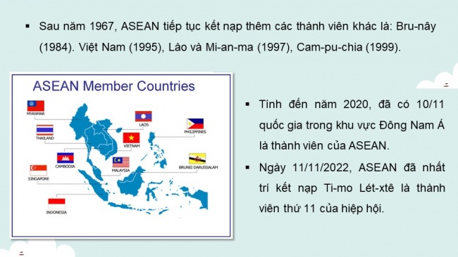 Soạn giáo án điện tử địa lí 11 Cánh diều Bài 12: Hiệp hội các nước Đông Nam Á (ASEAN)