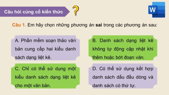 Soạn giáo án điện tử Tin học 8 KNTT Bài 8a: Làm việc với danh sách dạng liệt kê và hình ảnh trong văn bản