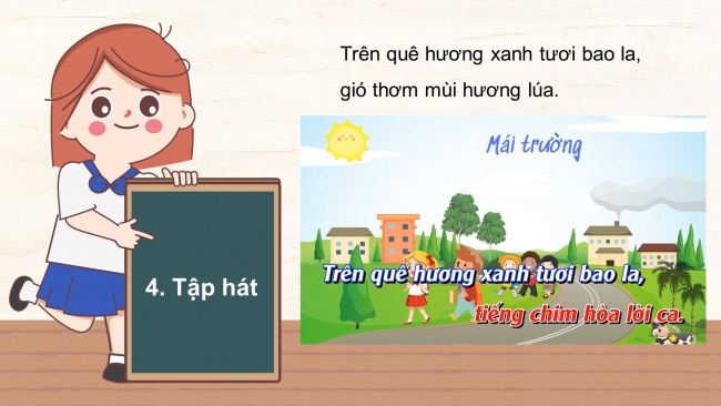 Soạn giáo án điện tử âm nhạc 4 cánh diều Tiết 9: Hát: Mái trường tuổi thơ