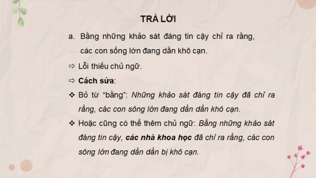 Soạn giáo án điện tử ngữ văn 11 KNTT Bài 4 TH tiếng Việt: Lỗi về thành phần câu và cách sửa