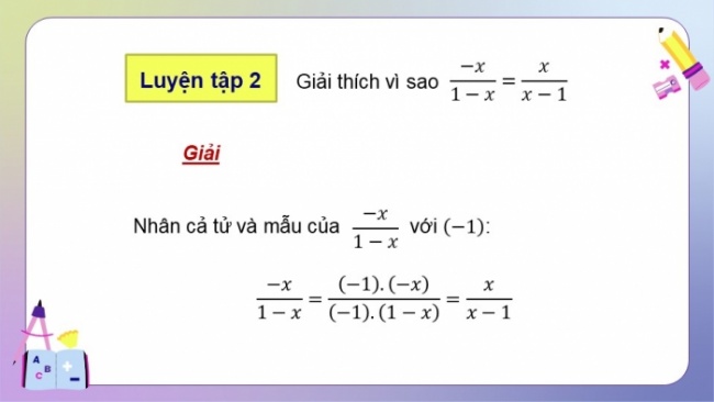 Soạn giáo án điện tử Toán 8 KNTT Bài 22: Tính chất cơ bản của phân thức đại số