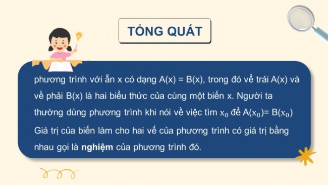 Soạn giáo án điện tử Toán 8 CTST Chương 6 Bài 1: Phương trình bậc nhất một ẩn