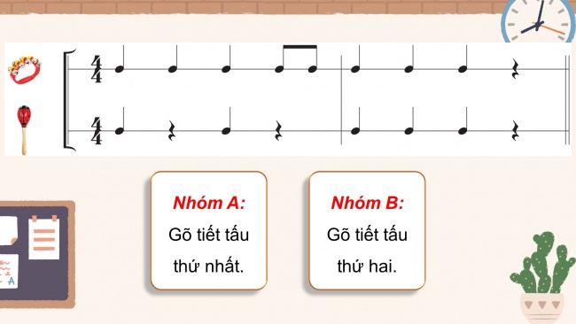 Soạn giáo án điện tử âm nhạc 4 cánh diều Tiết 12: Ôn tập nhạc cụ; Vận dụng