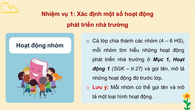 Soạn giáo án điện tử HĐTN 11 CTST bản 2 Chủ đề 3: Thực hiện các hoạt động xây dựng và phát triển nhà trường (P1)