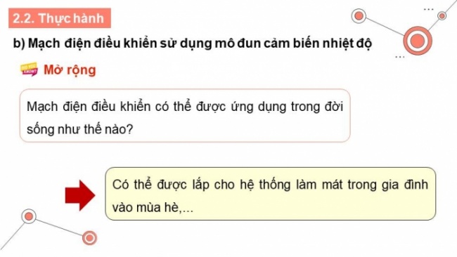 Soạn giáo án điện tử Công nghệ 8 KNTT Bài 16: Mạch điện điều khiển sử dụng mô đun cảm biến (P2)