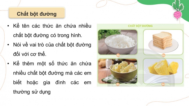 Soạn giáo án điện tử khoa học 4 CTST Bài 23: Các nhóm chất dinh dưỡng có trong thức ăn