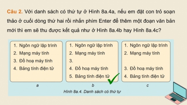 Soạn giáo án điện tử Tin học 8 KNTT Bài 8a: Làm việc với danh sách dạng liệt kê và hình ảnh trong văn bản