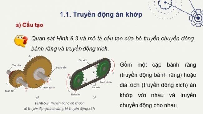 Soạn giáo án điện tử Công nghệ 8 CTST Bài 6: Truyền và biến đổi chuyển động