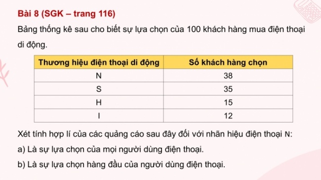 Soạn giáo án điện tử Toán 8 CTST: Bài tập cuối chương 4