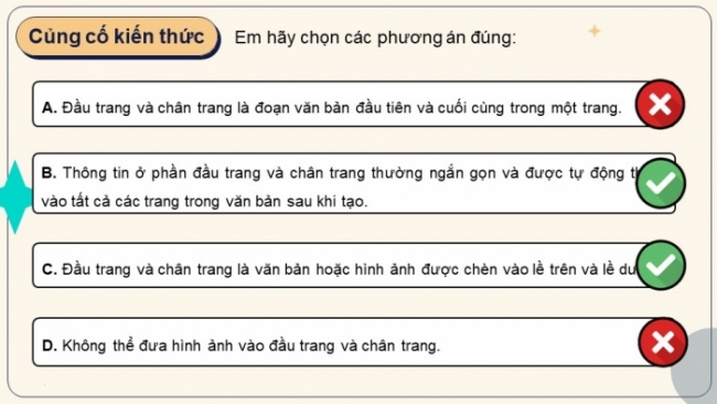 Soạn giáo án điện tử Tin học 8 KNTT Bài 9a: Tạo đầu trang, chân trang cho văn bản