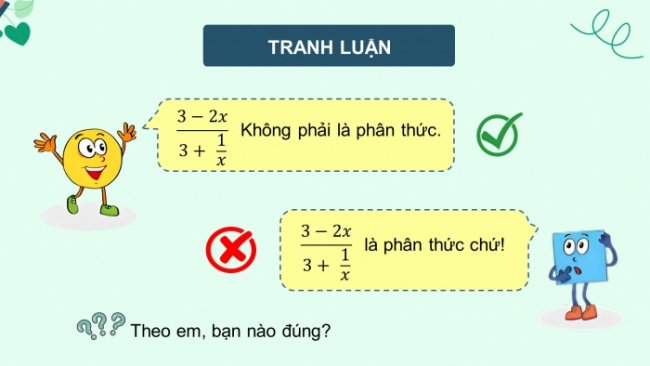 Soạn giáo án điện tử Toán 8 KNTT Bài 21: Phân thức đại số