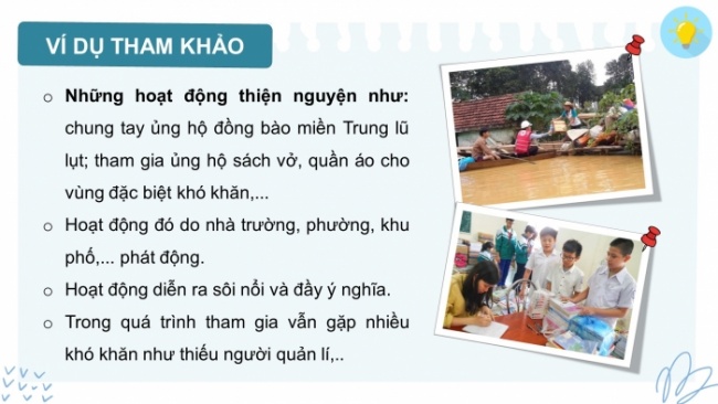 Soạn giáo án điện tử HĐTN 8 KNTT Chủ đề 6 HĐGDTCĐ 2: Lập và thực hiện kế hoạch hoạt động thiện nguyện