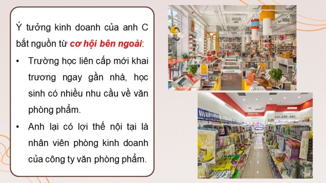 Soạn giáo án điện tử kinh tế pháp luật 11 KNTT Bài 6: Ý tưởng, cơ hội kinh doanh và các năng lực cần thiết của người kinh doanh