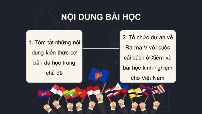 Soạn giáo án điện tử lịch sử 11 CTST Nội dung thực hành Chủ đề 3: Quá trình giành độc lập dân tộc của các Quốc gia Đông Nam Á