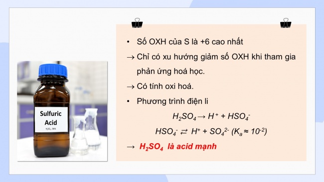 Soạn giáo án điện tử hóa học 11 CTST Bài 7: Sulfuric acid và muối sulfate