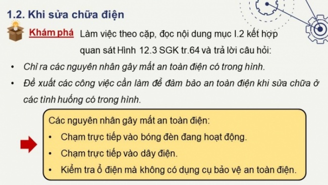 Soạn giáo án điện tử Công nghệ 8 KNTT Bài 12: Biện pháp an toàn điện