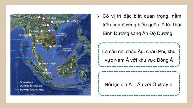 Soạn giáo án điện tử địa lí 11 Cánh diều Bài 11: Vị trí địa lí, điều kiện tự nhiên, dân cư, xã hội và kinh tế Đông Nam Á (P1)