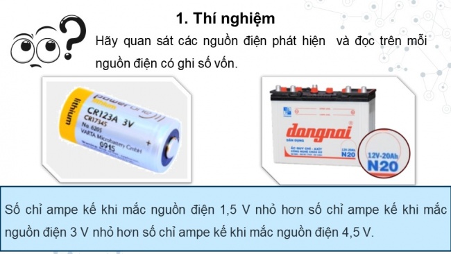 Soạn giáo án điện tử KHTN 8 KNTT Bài 24: Cường độ dòng điện và hiệu điện thế