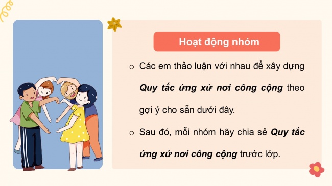 Soạn giáo án điện tử HĐTN 4 cánh diều Tuần 13: Ứng xử văn hoá nơi công cộng - Hoạt động 1, 2