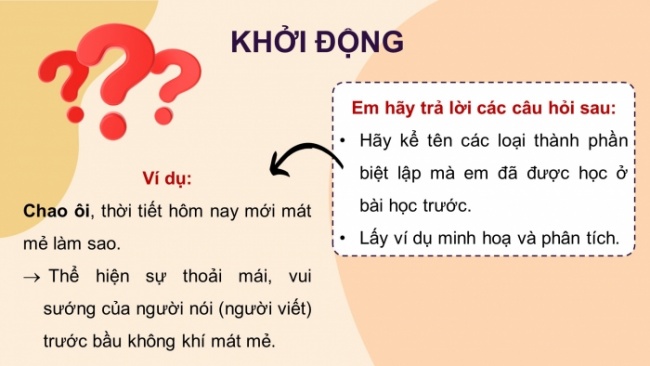 Soạn giáo án điện tử Ngữ văn 8 KNTT Bài 8 TH tiếng Việt: Thành phần biệt lập (Thành phần gọi - đáp, Thành phần chêm xen)