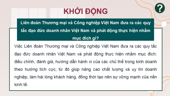 Soạn giáo án điện tử kinh tế pháp luật 11 KNTT Bài 7: Đạo đức kinh doanh